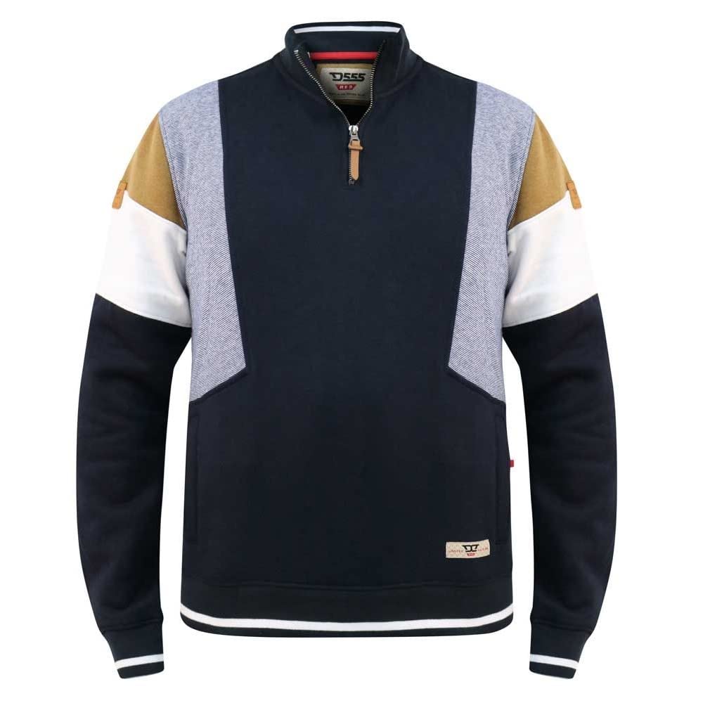 D555 Men's Blue Kenington Cut And Sew Half Zip Sweatshirt - 5XL