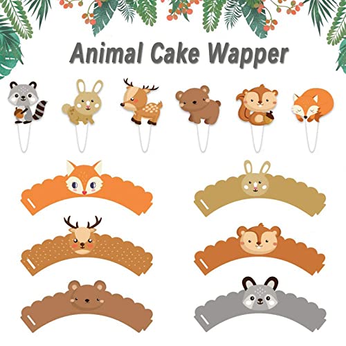 Aatpuss 48 Stuks Cupcake Wrapper Toppers Papier, Cupcake Wrappers en Cake Toppers, Animal Cupcake Wrappers, voor Junglefeesten, Verjaardagsfeestjes, Taartdecoraties (48 Stuks) - Image 5