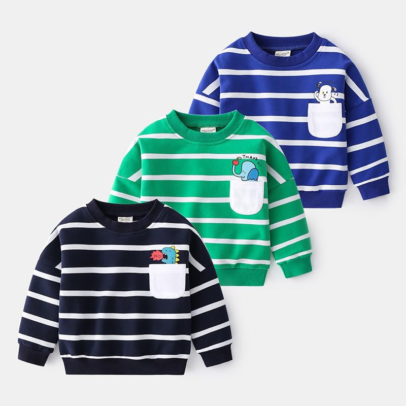 Striped Pullover Sweater for Kids with Elephant3