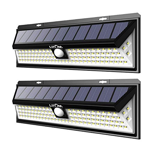 LITOM Enhanced 102 LED Super Bright Solar Lights Outdoor, Solar Motion Sensor...