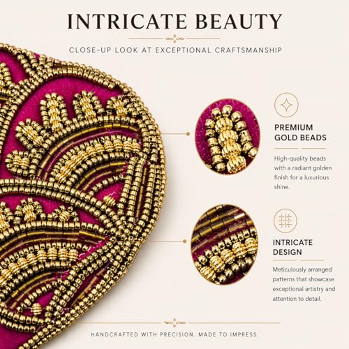 Image of Women's Embellished Zari & Pearl Velvet Potli Bag - Elegant Traditional Handcrafted Clutch for Weddings & Festive Occasions