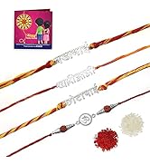 Yellow Chimes Rakhi for Brother | Combo Rakhi Set for Brother | Traditional Gold and Silver Plate...