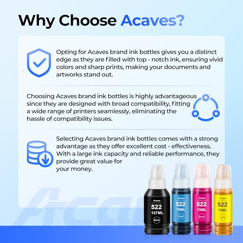 Image of 522 Ink Refill Bottles ET-2800 ET-2400 ET-4800 4-Bottles Replacement for Epson 522 Ink Refill Bottles Black Color Fit for Epson 522 Ink Use for EcoTank ET-2803 ET-2720 ET-2840 ET4700 ET4810 Printer