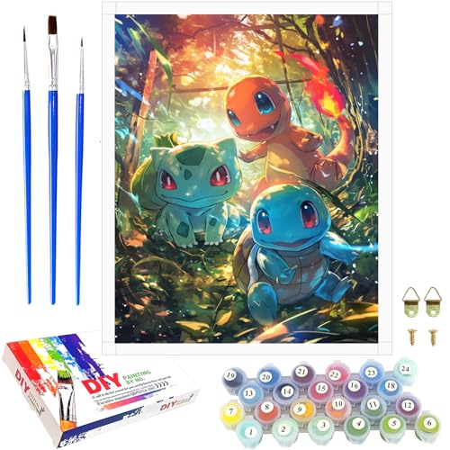 Malen Nach Zahlen Kinder Erwachsene Anfänger Handgemalt Ölgemälde Kit für Mädchen Jungen ab 7 8 9 Jahre DIY Anime Spielzeug als einen Kindergeburtstag Geschenk Ohne Rahmen 40 x 50cm (Forest)