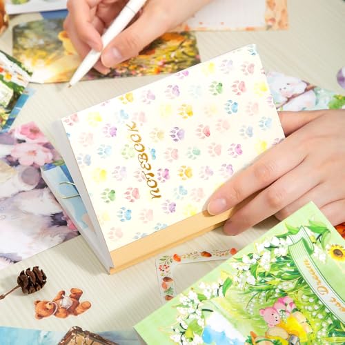 Image of yifely Paper Vintage Aesthetic Scrapbook Kit Scrapbooking Supplies Kit with Bullet Junk Journal,Stationery,A6 Grid Notebook with Graph Ruled Page DIY Journaling Gift for (Forest Dream)
