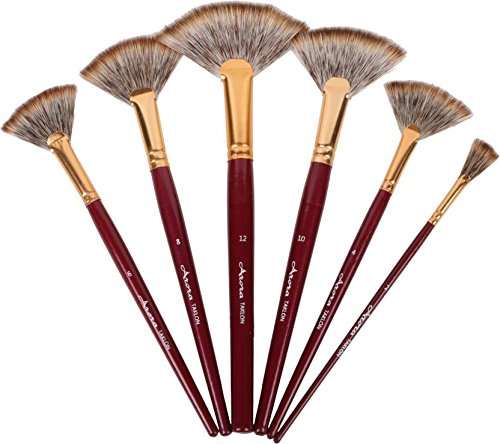 Arora Artist Quality Synthetic Hair Fan Paint Brush Set 6 Piece Set Amazon In Home Kitchen