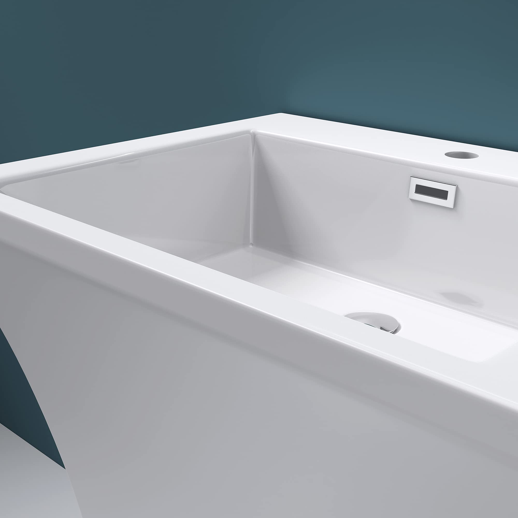 Mai & Mai Lavandino a Colonna 60X48X83cm,Lavandino su Piedistallo per Bagni Colossum07 da Minerale Fuso, un Foro per la Rubinetteria,Bianco