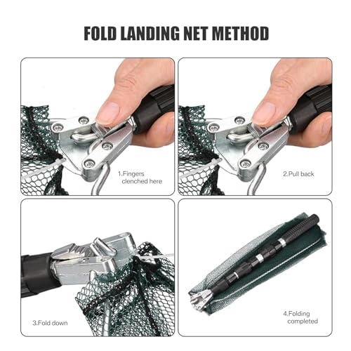 UQMIQURA Kescher Angeln, 126cm Teleskop-Kescher, Teleskop-Fischernetzkescher mit Griff, Faltbare Kescher, Outdoor Angelzubehör Angeln Kescher für Kinder Erwachsene