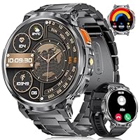 Smart Watch for Men-Bluetooth Calls/1.85'' HD Large Display/730 mAh Battery,Smartwatch Men with Flashlight,IP68 Waterproof Fitness Tracker with 120+ Sports Modes for Android iOS,Black,2 Straps