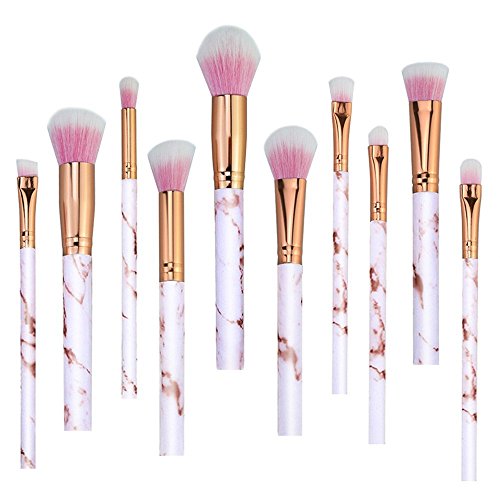 Makeup Brushes 10pcs Marble Makeup Brush Set, Powder Blush Eyeshadow Face Foundation Eyebrow Cosmetics Brush Kit