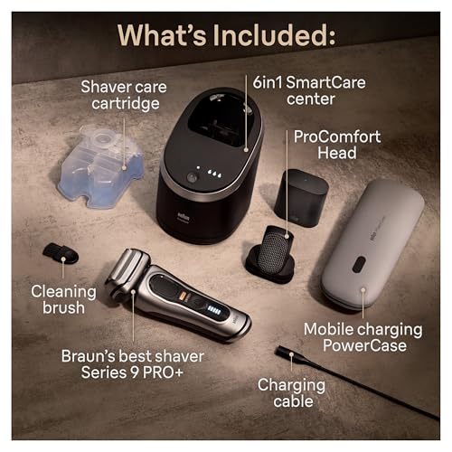 Image of Braun Series 9 PRO+ Electric Shaver, Shaving Kit with 5 Pro Shave Elements and ProComfort Head, SmartCare Center