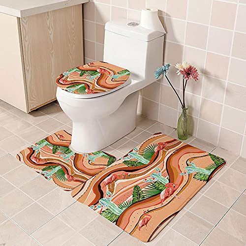 ZDDWLDL 4-Teilig Duschvorhang Set Mit Rutschfesten Teppichen Toilettendeckel Und Badematte Wasserdicht Farbfest Schimmel… – Bild 5