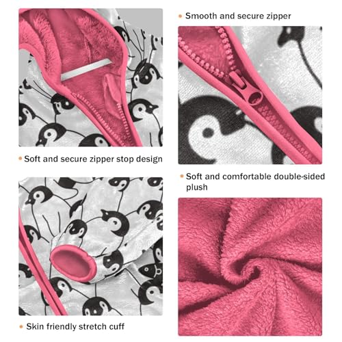 OTVEE Carton Doodle Penguin Animals Kids Hoodie Jacket Fall Spring Full Zip Warm Outwear Coat3