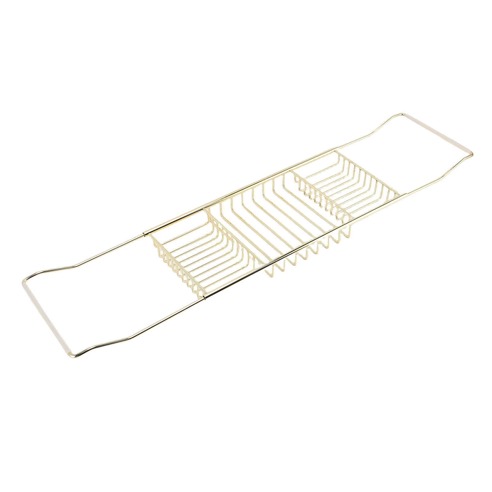 LiebeWH Bandeja para Bañera Bandeja para Bañera Expandible de Acero Inoxidable de 63,5 a 97,5 Cm Estante Ajustable para Champú Bolas de Baño Organizador de Baño Moderno para Adultos (Gold)