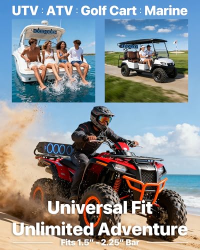 GoHawk 34 Inch UTV Sound Bar, 8-Speaker Bluetooth ATV Sound Bar with RGB Lights, IP66 Waterproof SXS & Golf Cart Sound bar Compatible with Polaris RZR Can-Am w/FM Radio, Fits 1.5"–2.25" Roll Cages - Image 7