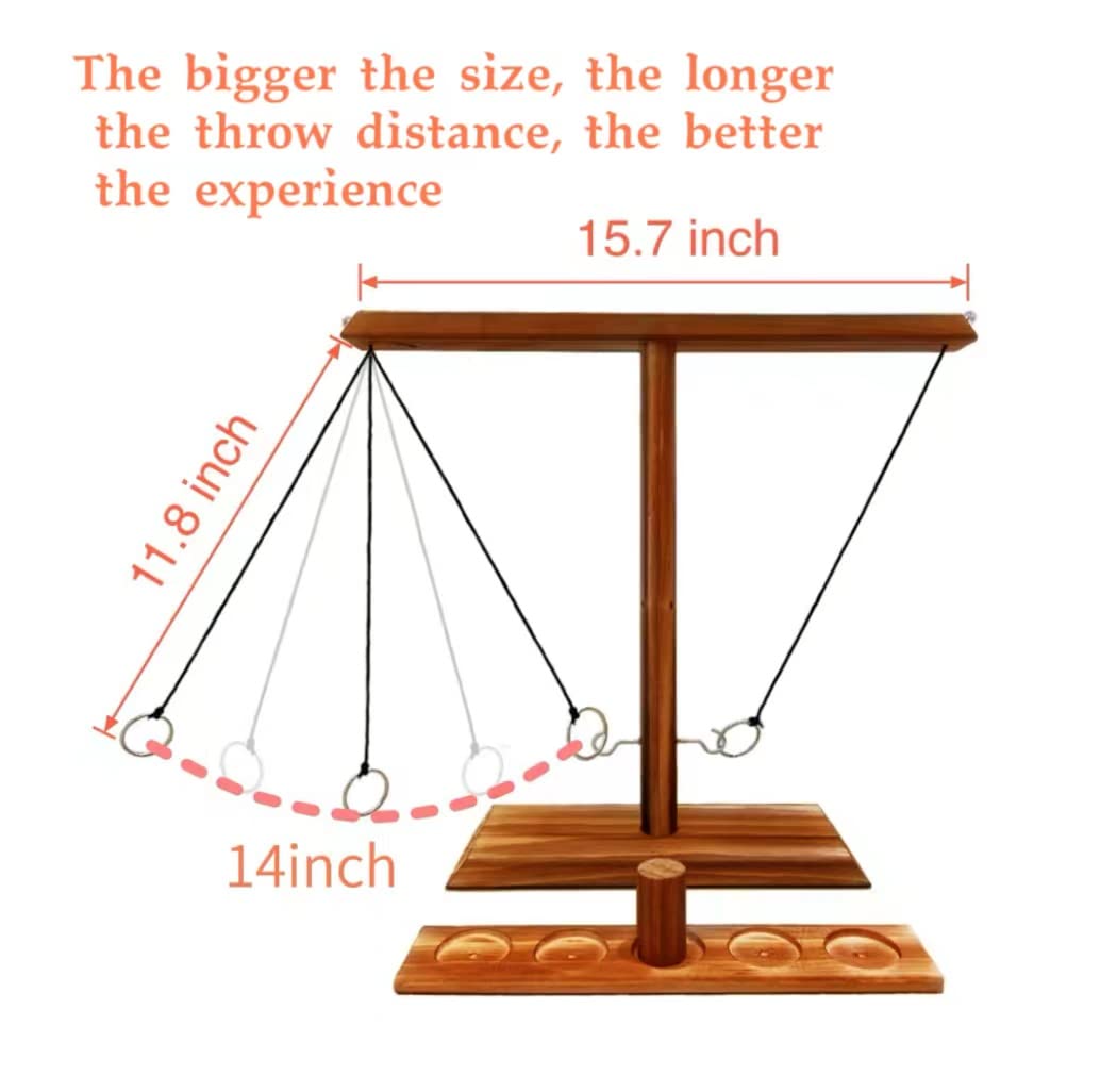 WeiDu77 Ring Hook Throwing Game, Wooden Hook and Ring Throwing Game for Party Outdoor Handmade Handheld Ring Hook Fast-Paced Family Interactive Game Toy 3