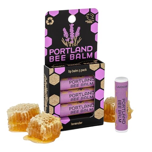 Portland Bee Balm All Natural Handmade Beeswax Based Lip Balm Lavender 3 Count