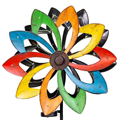 Preisvergleich Produktbild Primrose Windrad / Windspiel "Sternschnuppe" mit Solarleuchte, Garten 165cm