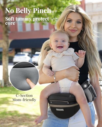 Image of MOMTORY StowNGO Pro Safety-Certified Ultra Storage Baby Carrier, Pure Black | Plus Size Friendly, 6 Carry Positions, Front & Back, Baby Carrier With Hipseat, Fits 7-50lbs Newborn To Toddler