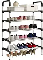 Sapateira Organizadora 5 Andares, Prateleira Multiuso, Estante Hall de Entrada, para Sapatos, Livros, Brinquedos e Acessórios, Preta