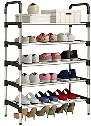 Sapateira Organizadora 5 Andares, Prateleira Multiuso, Estante Hall de Entrada, para Sapatos, Livros, Brinquedos e Acessórios, Preta