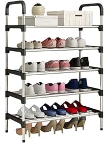 Sapateira Organizadora 5 Andares, Prateleira Multiuso, Estante Hall de Entrada, para Sapatos, Livros, Brinquedos e Acessórios, Preta