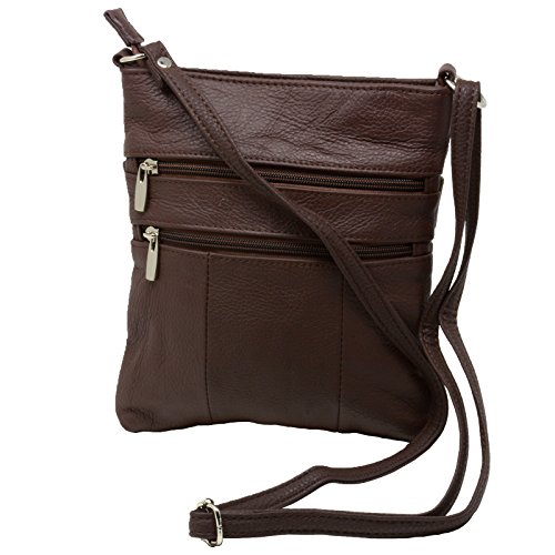 Genuine Leather Organizer Purse Mini Handbag Travel Bag Zippered Shoulder Purse4