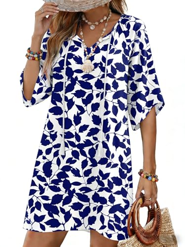 Image of Zeagoo Womens Summer Dress Casual Ruffle Tiered Floral Square Neck Sundresses Beach Boho Mini A-line Dress 2026 with Pockets
