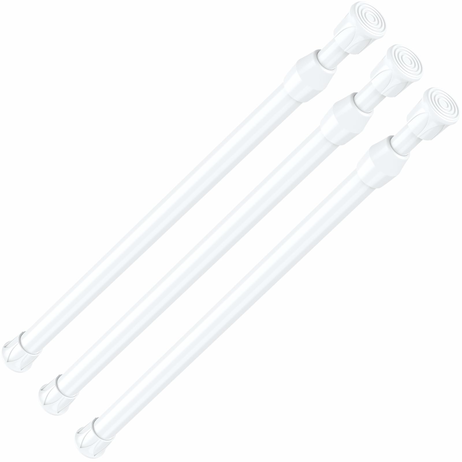 AIZESI 3PCS White Tension Rod 17 to 28 Inch Small Curtain Rod