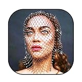 Zoestar Rhinestone Mesh Veil Head Cover Black Hollow Festival Face Jewelry for Women