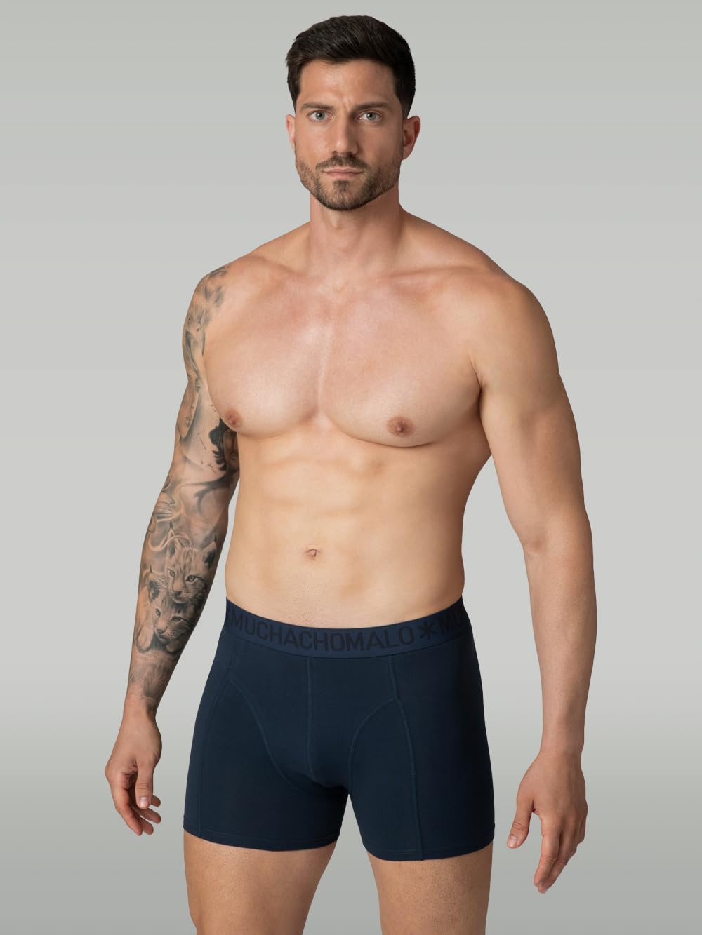 Muchachomalo Uomo Boxer 7-Pack, Tinta Unita, Cotone, Fascia Elastica