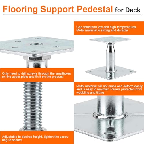 Image of 4 Pack Adjustable Support Jack for The Floor,Deck Foundation,Post Floor Joist Jacks,RV Step Stabilizer,Mini Screw Jack- Post 3.5 inch to 6 inch