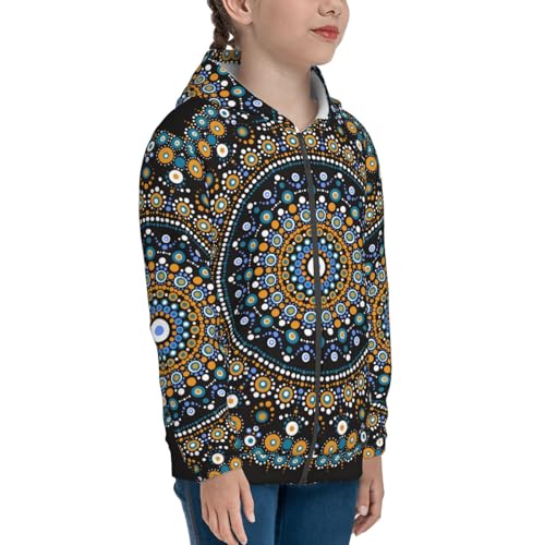 Dot Mandala Kid Hoodies Boys Zip Up Sweatshirts Girls Pullover with Pocket4