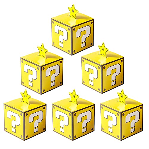 Caixa de presente para festa de Mario 24 peças de blocos de tijolo de videojogos sacos de presente para lembranças de festa temática de Mario, suprimentos de decoração para crianças