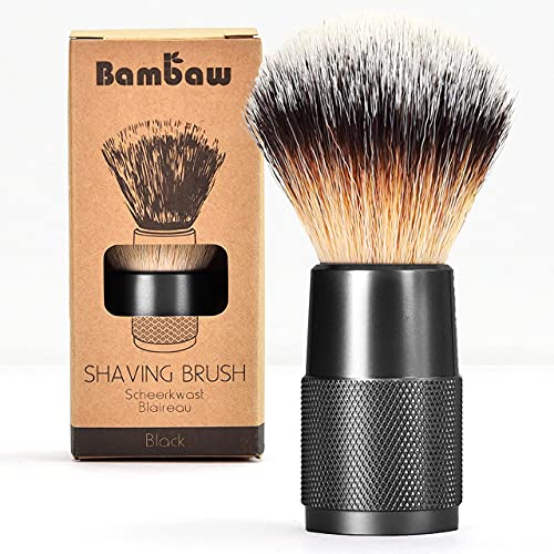 Synthetic Shaving Brush Black | Best Ingrown Hair Treatment | Wet Shaving Brush Shave Brush| Shaving Brush Metal Handle | Your Razor Bump Treatment | Bambaw