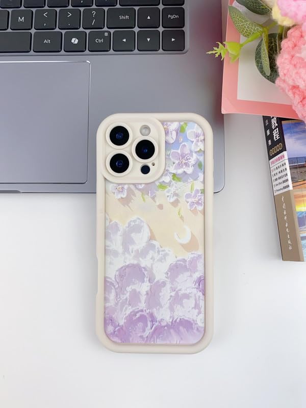 Image of COVERLY Flower Pattern Back Case Cover for iPhone 12 Pro | Hot Pastel Oil Painting Cute Design | Camera Lens Protection | Soft TPU Silicone Fashion Aesthetic Cover for Girls & Women (White,Shockproof)