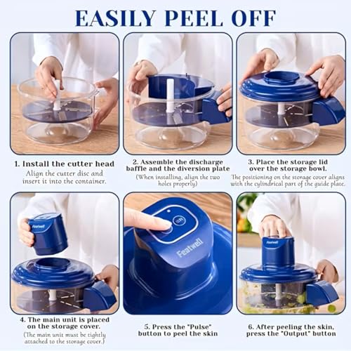 Image of Featwell Electric Grape Peeling Machine, Automatic Vegetable Peeler for Grape Cherry & Garlic Tomato, 20-Second Fast Peeling, Rechargeable & Easy Wash, for Home and Commercial Kitchens