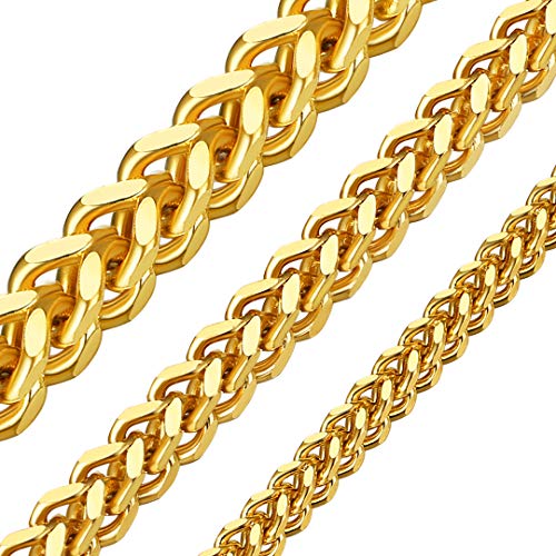ChainsHouse Flat Box Chain Necklace Men, 2/4/6/8mm Round Link Chain Necklaces, Stainless Steel/Black/14K Gold Plated Mens Jewelry, 14"-30" Length, Come Gift Box 22 Inches A-2mm-stainless