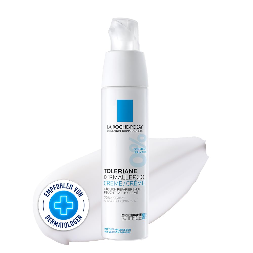 La Roche Posay Regenerierendes Gesichtsfluid für empfindliche und zu Allergien neigende Haut, 48 Stunden Feuchtigkeit, Mit Sphingobioma, Neurosensinen und Niacinamid, Toleriane Dermallergo, 40 ml