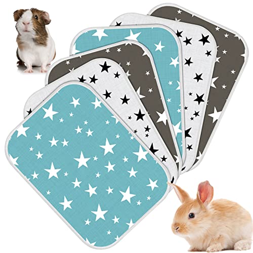 6 Paquets Tapis de Cage de Cochon d'Inde Coussins Pipi Absorbants Réutilisables Doublures Lavables de Lapin Litière Imperméable pour Petit Animal Chiot Hamster, 3 Styles (13 x 18 Pouces)