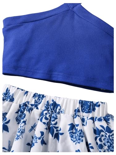 Image of Floerns Girl's 2 Piece Outfit Rib Knit Cami Top and Tiered Layered Skirt Set