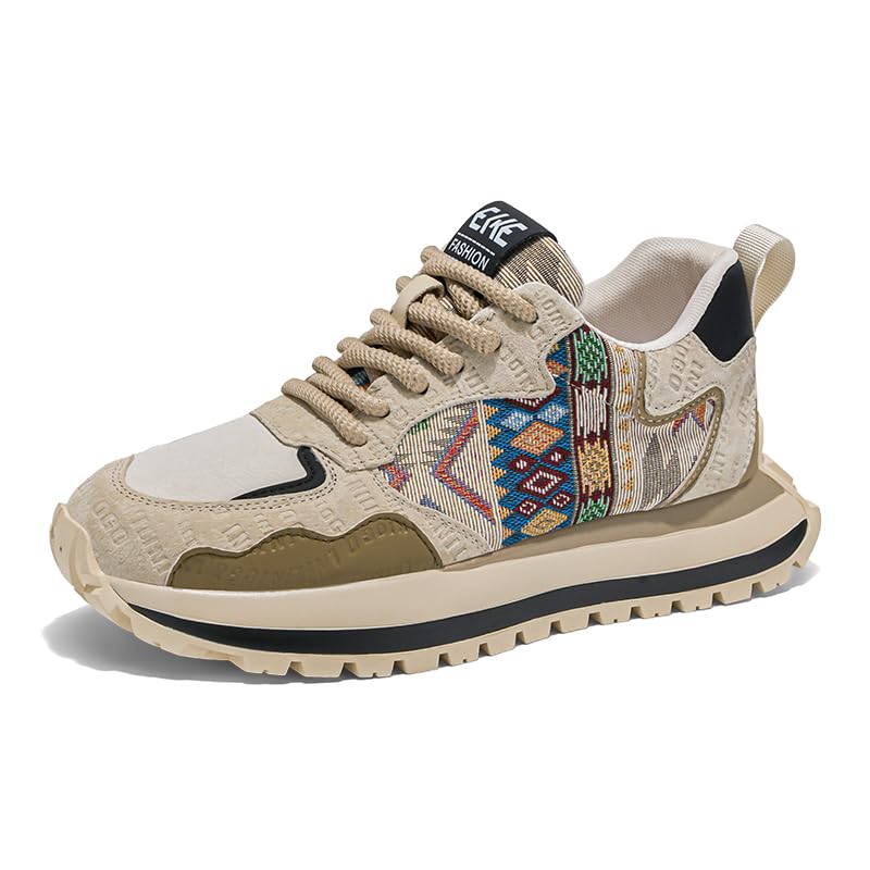 Men's Fashion Casual Low Top Sneakers Comfy Non Slip Breathable Walking Shoes Lace Up Sneakers Chunky Sneakers