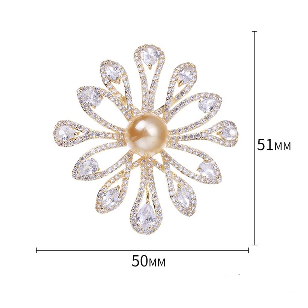 Brosche Blume und Perle vergoldete Metallbrosche für Frauen (Color : A, Size
