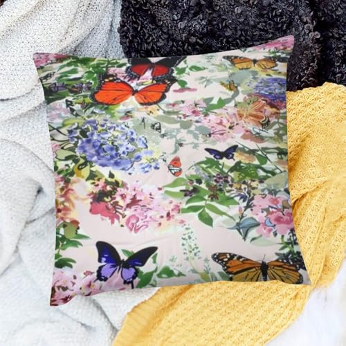 KANXLAN Butterflies Flowers Annabel Kidston Home Decor Throw Pillow Cover for Sofa Couch 20x20in