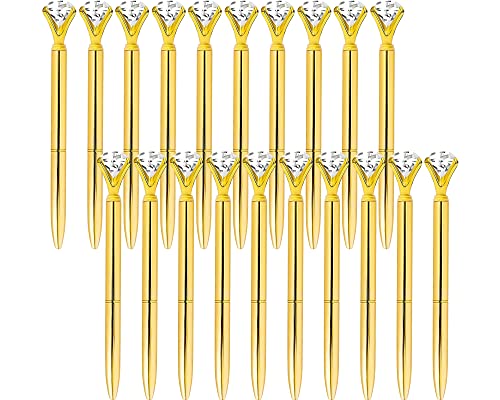 Etcbuys Diamond Gold Metal Pens - Ballpoint Pens For Bridesmaids Gifts, Gold Fancy Pens, Office Decor For Women, Pens With Diamonds On Top | Metal Crystal Pen | Black Ink 20 Diamond Pens #TOP6