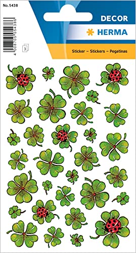 HERMA 5438 Aufkleber Kleeblatt Glück klein, 93 Stück, Glücksklee Sticker...