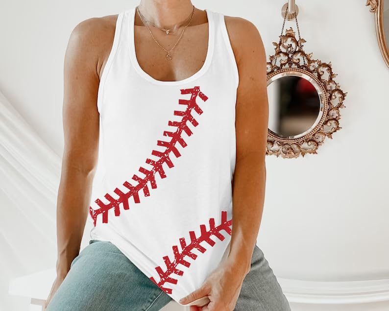 Baseball Tanks Top Women Love Baseball Graphic Shirts Baseball Sleeveless Tops Casual Workout Vest Shirt2
