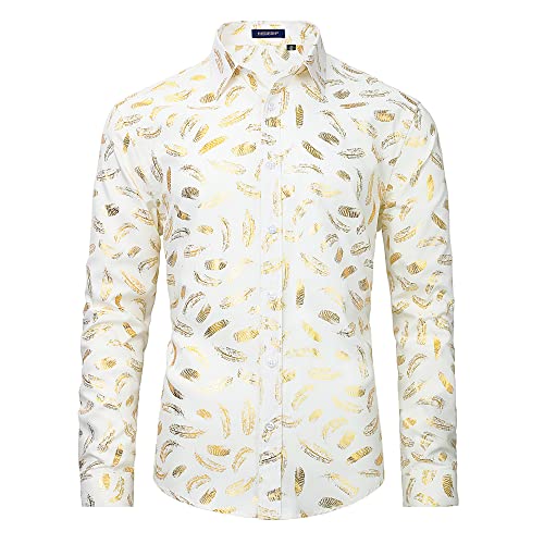 HISDERN Chemise Homme Manches Longues Chemises Décontractées Regular Fit Casual Chemises Business Chemise Blanc-1 XL Cover