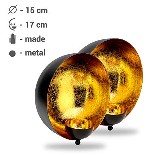 Teelichthalter Wand gold 2er Set, Wanddeko Metall, Deko Wohnzimmer, Deko gold für Weihnachten – Bild 5