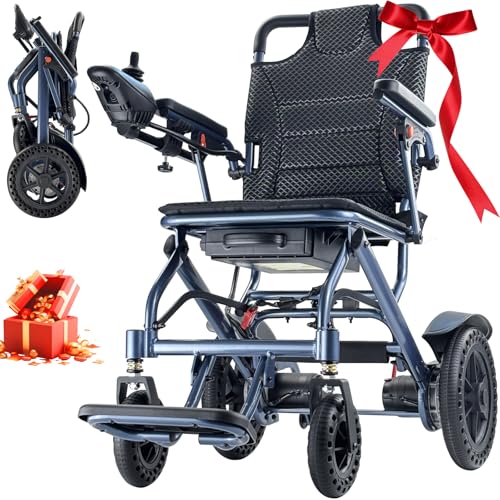 Elektrorollstuhl Faltbar 170KG Tragkraft Elektrorollstuhl Faltbar Leicht elektrische rollstühle mit Doppelsteuerung & 500W Motor & Elektromagnetische Bremse für Senioren 10Ah Lithium-Akku/bis17km
